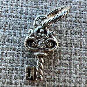 Brighton Magic Key charm in silver with clear crystal accents Retired